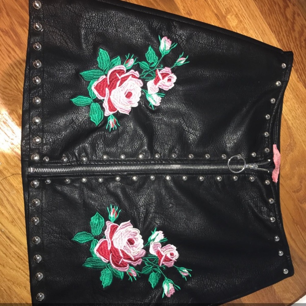 A cute and trendy black, leather pencil skirt